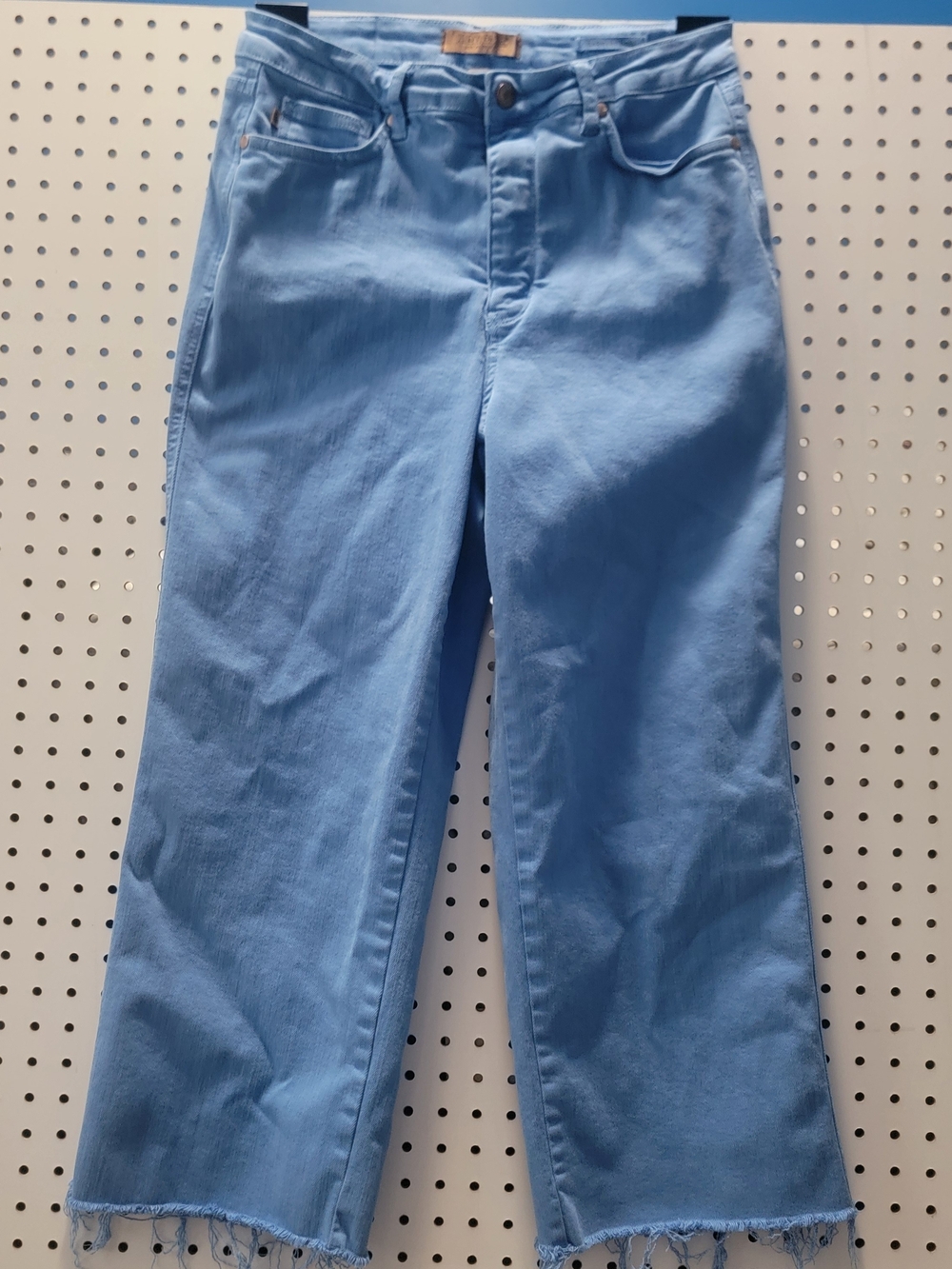 Judy Blue Garment Dyed Sky Blue Jeans Women Size 31 Raw Hem Wide Legs